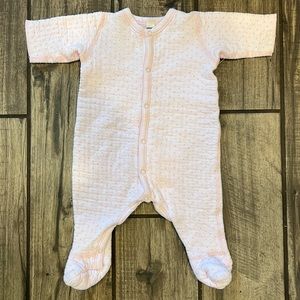 Petit Bateau super thick pink and tan dot footie.